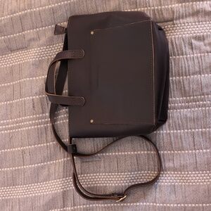 NWOT Portland Leather C-Sale Mini Crossbody Tote With A Zipper - Grizzly